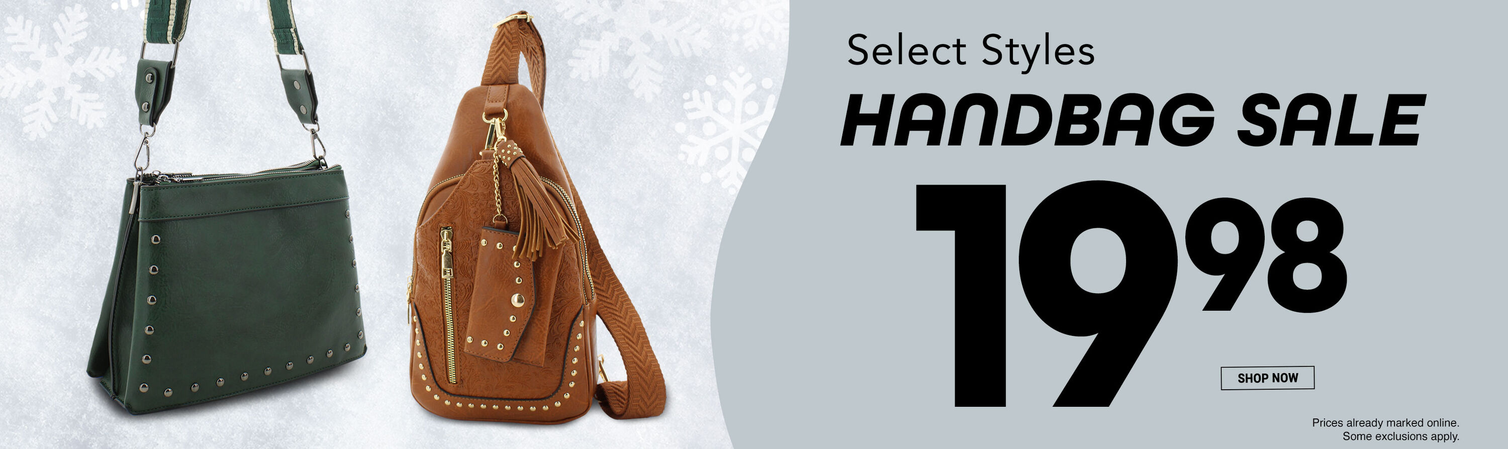 Handbags on sale. Select styles. Shop Now.