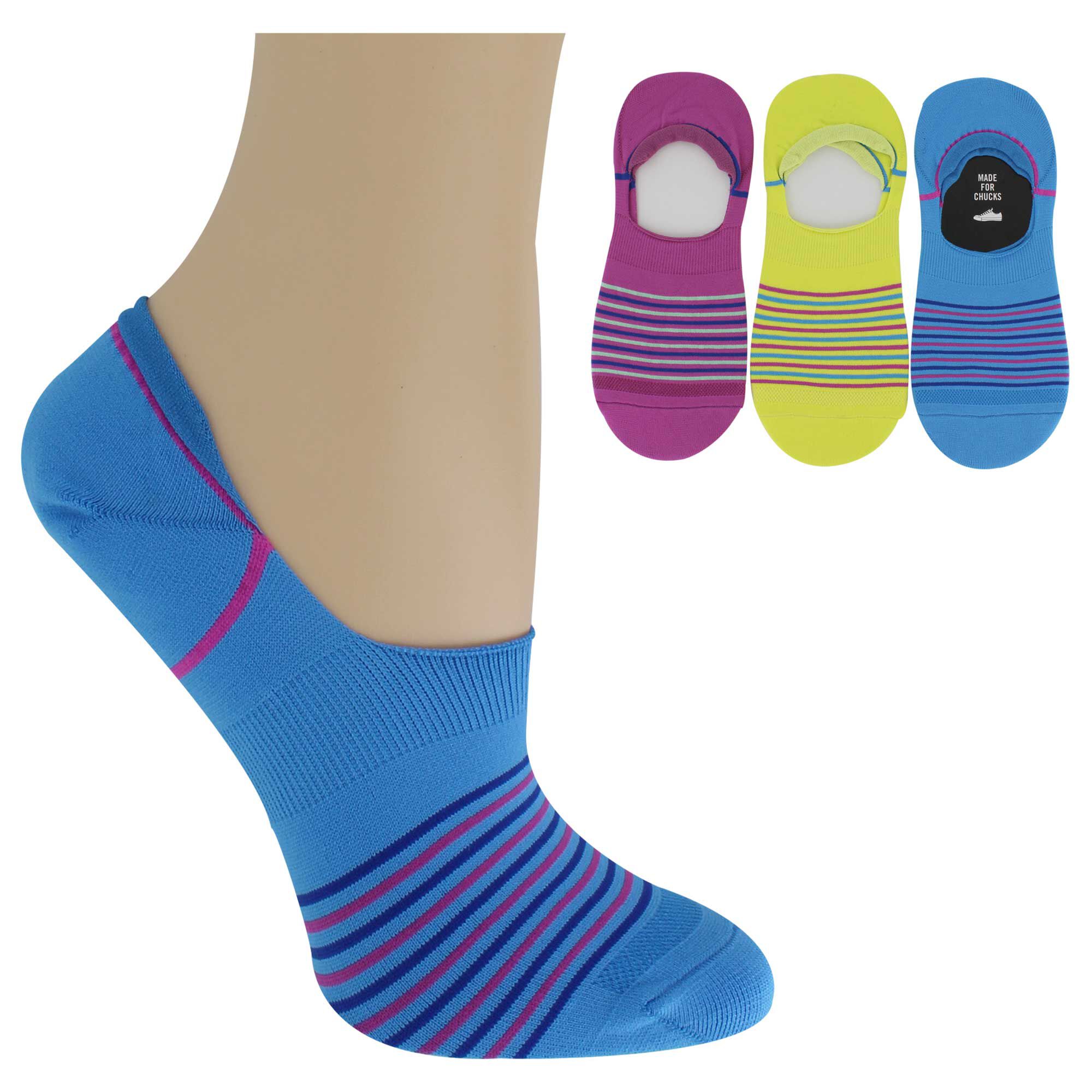 Women's Converse Toe-Stripe Liner 3-Pair Pack Side View With Package