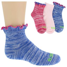 Girls' Socks Kids' Crocs Marled Ruffled Ankle 3-Pair Pack Side View With Package