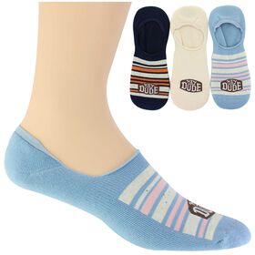 Socks Men's HEYDUDE Striped No-Show 3-Pair Pack Side View With Package