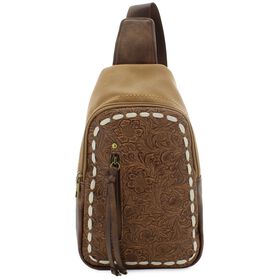  Sage & Saddle Tooled Sling Front View