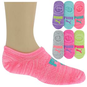 Girls' Socks Girls' PUMA SUPERLITE No-Show Liner 6-Pair Pack Side View With Package
