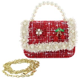 Red and Pink Shoes and Accessories Willow & Ruby Cherry & Pearl Mini Bag Front View