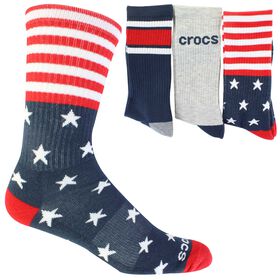  Men's Crocs Patriotic Ribbed Crew 3-Pair Pack Side View With Package