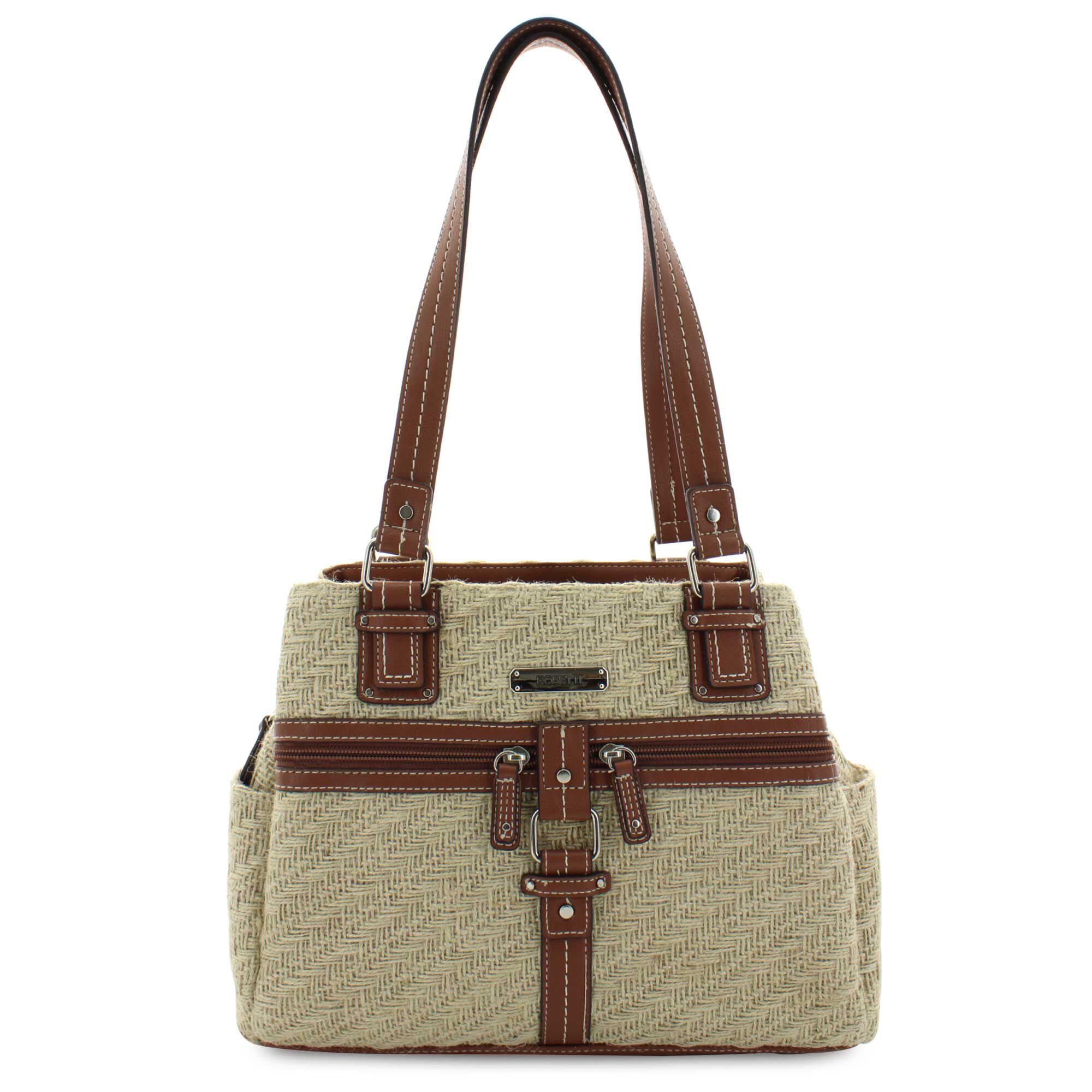 Rosetti Midtown Natural Woven Satchel Front View
