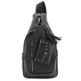  Sam & Hadley Tooled Sling With Clip-on Pouch Front View