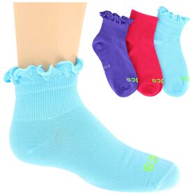 Girls' Socks Kids' Crocs Ruffled Ankle 3-Pair Pack Side View With Package