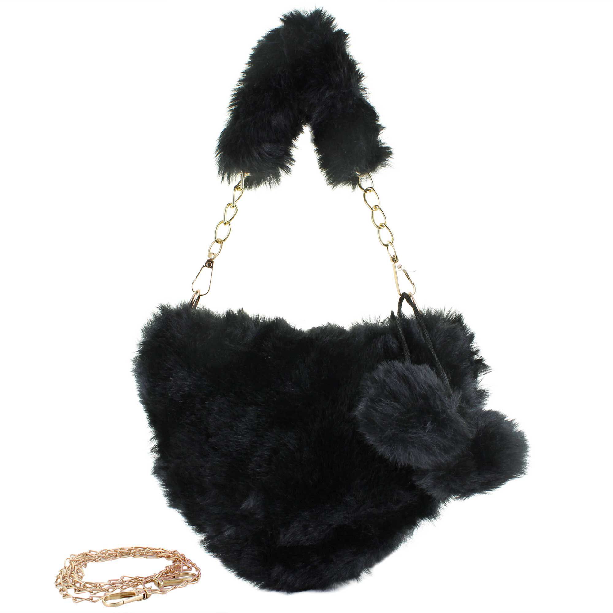 Willow & Ruby Plush Heart Mini Bag With Bag Charm Willow & Ruby Plush Heart Mini Bag With Bag Charm, , hi-res