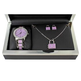 Watches bebe Watch And Padlock Jewelry Set bebe Watch And Padlock Jewelry Set, Silver/Lilac, hi-res