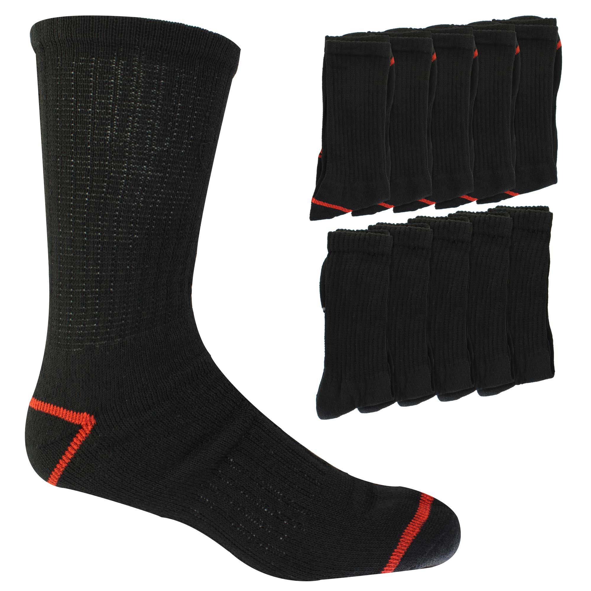 Men's Bobcat Durable Work Crew Socks 10-Pair Pack Side View With Package