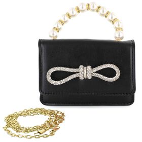 Rhinestone Shoes & Accessories Willow & Ruby Studded Bow Mini Bag Front View