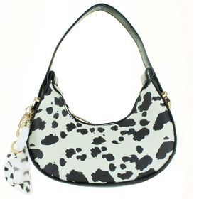  a little obsessed Black Cow-Print Mini Bag & Charm Front View