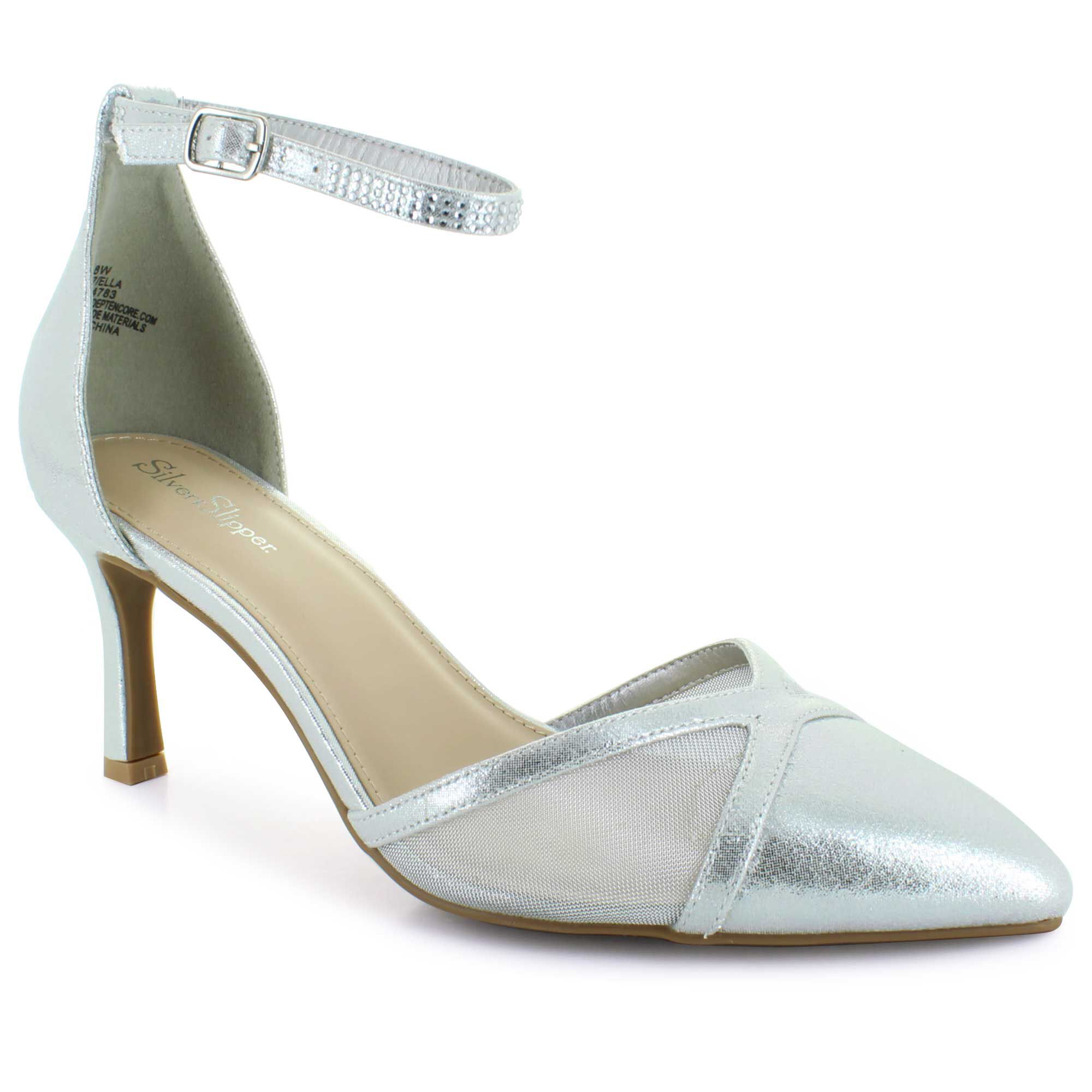 Silver heels shoe department store