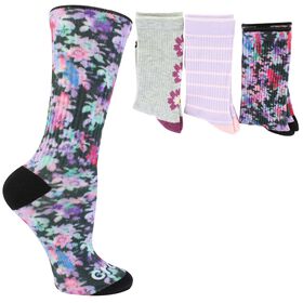  Women's Crocs Floral Ribbed Crew 3-Pair Pack Side View With Package