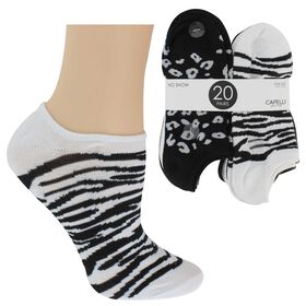  Women's Capelli Animal-Print No-Show 20-Pair Pack Side View With Package