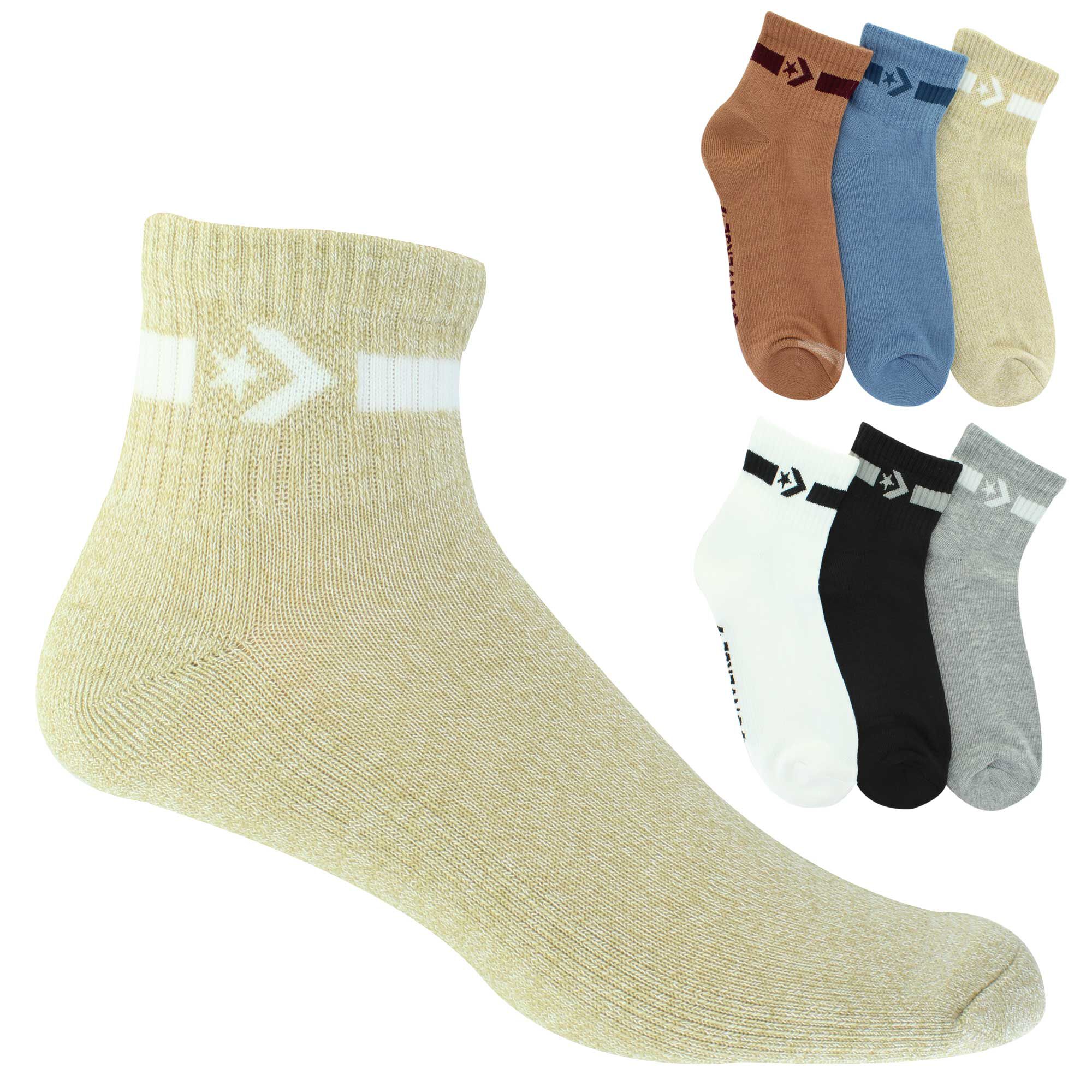 Men's Converse Half-Cushion Quarter 6-Pair Pack Side View With Package