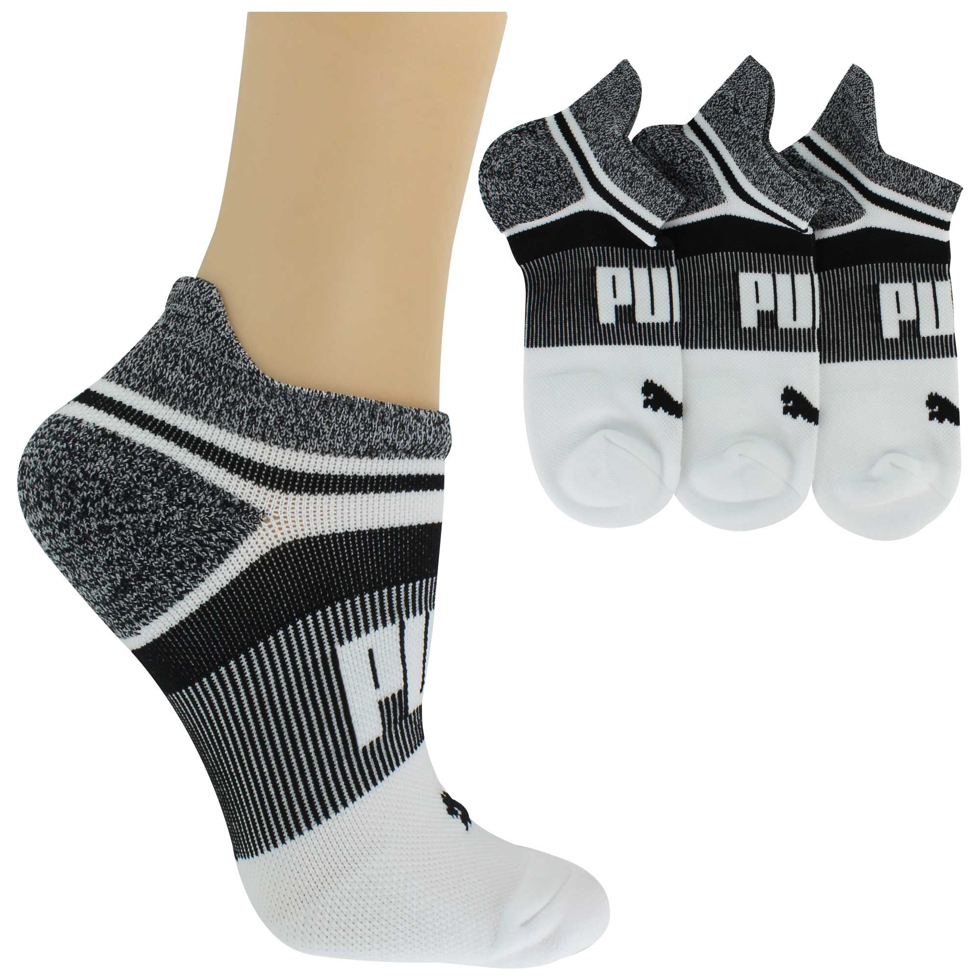 Women's PUMA Cushioned Low-Cut 3-Pair Pack Side View With Package