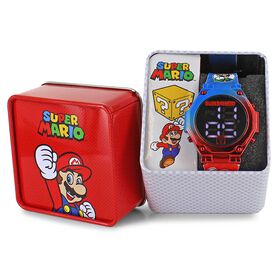 Watches Super Mario Digital Watch Front View With Tin