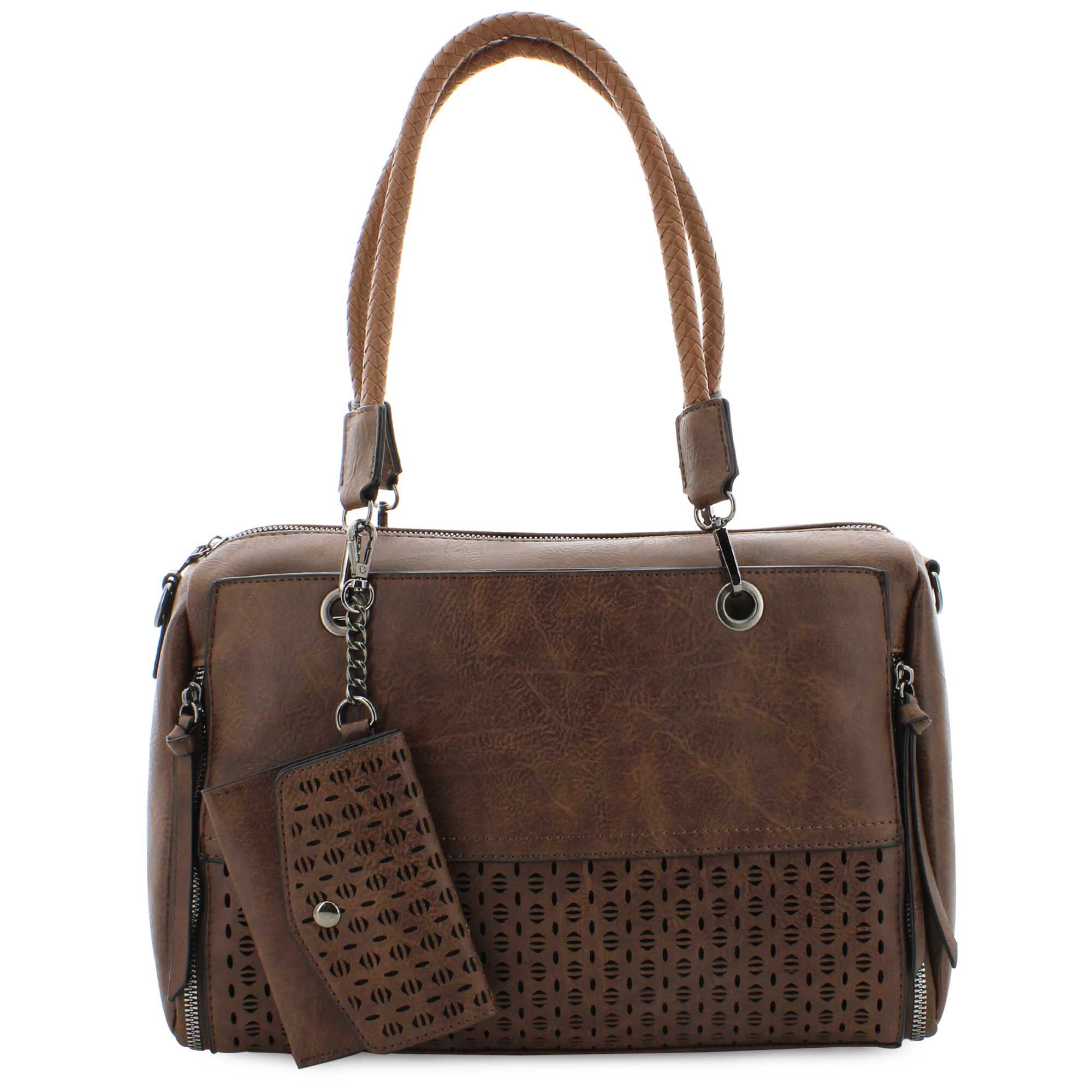 Sam & Hadley Perforated Satchel Front View