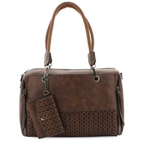 Handbags Sam & Hadley Perforated Satchel Front View