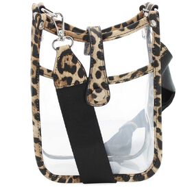  Emperia Clear Leopard-Print Mini Crossbody Front View