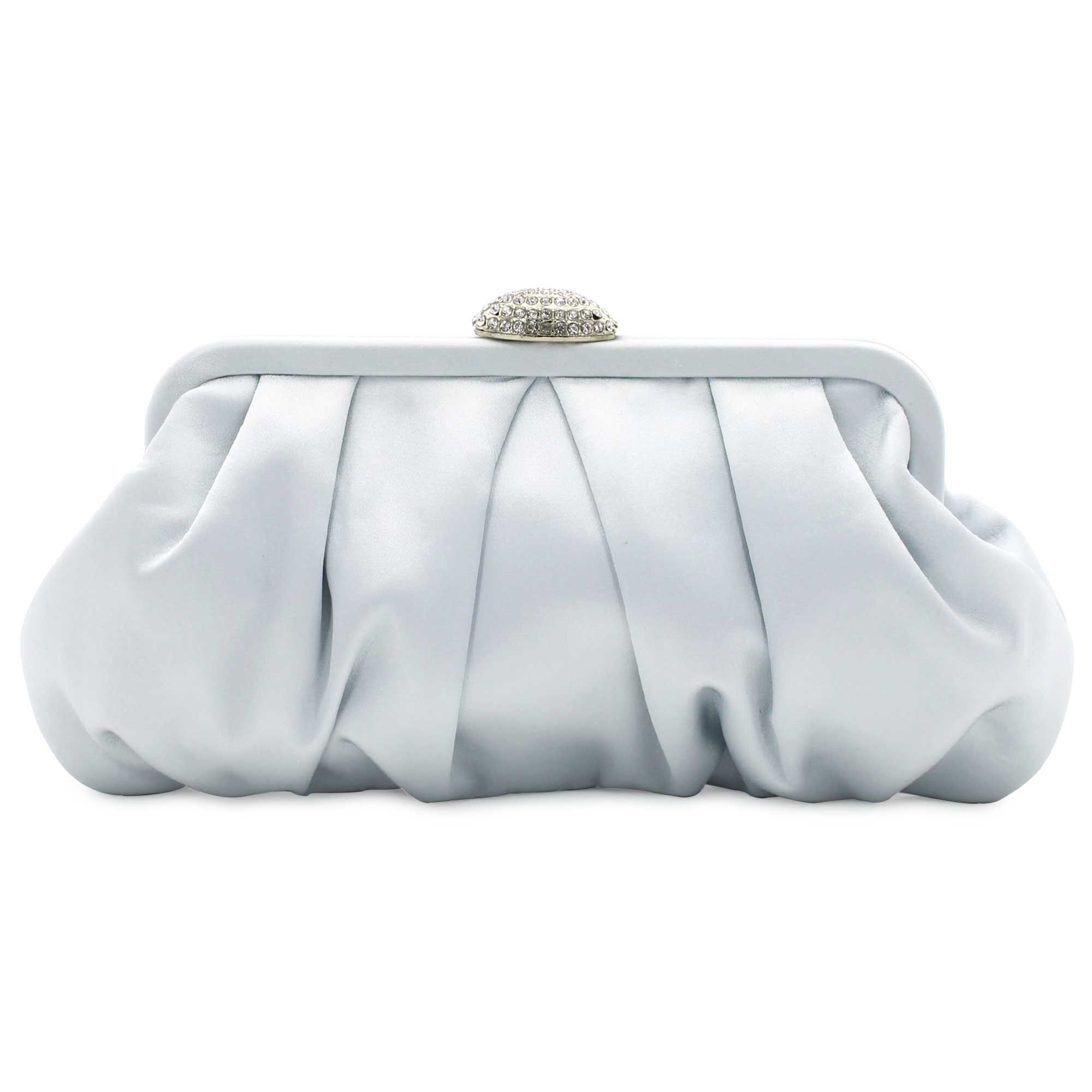 d'margeaux Pleated Satin Clutch Front View