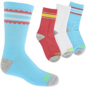 Girls' Socks Kids' Crocs Stripe-Top Crew 3-Pair Pack Side View With Package