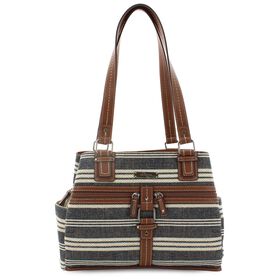 Handbags Rosetti Midtown Striped Straw Satchel Front View