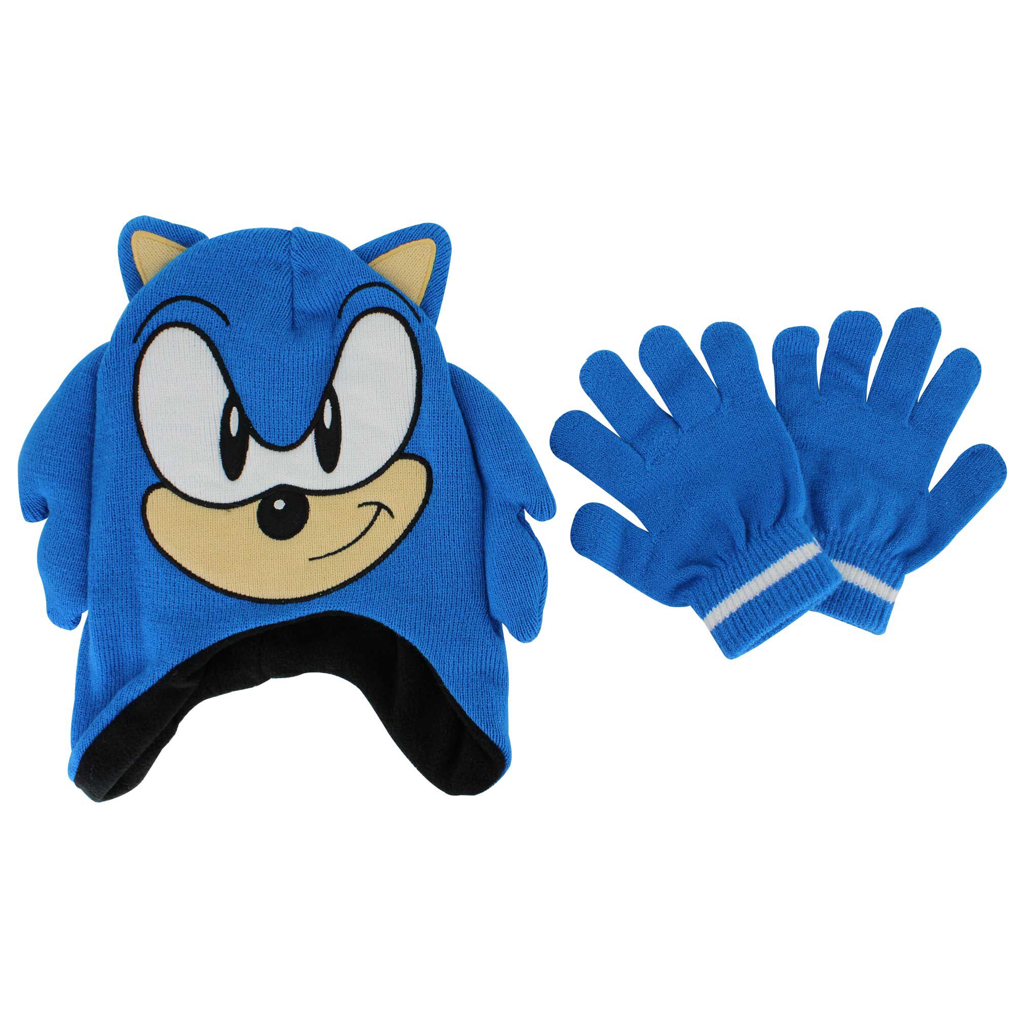 Kids' Sonic The Hedgehog Knit Hat And Glove Set Front View