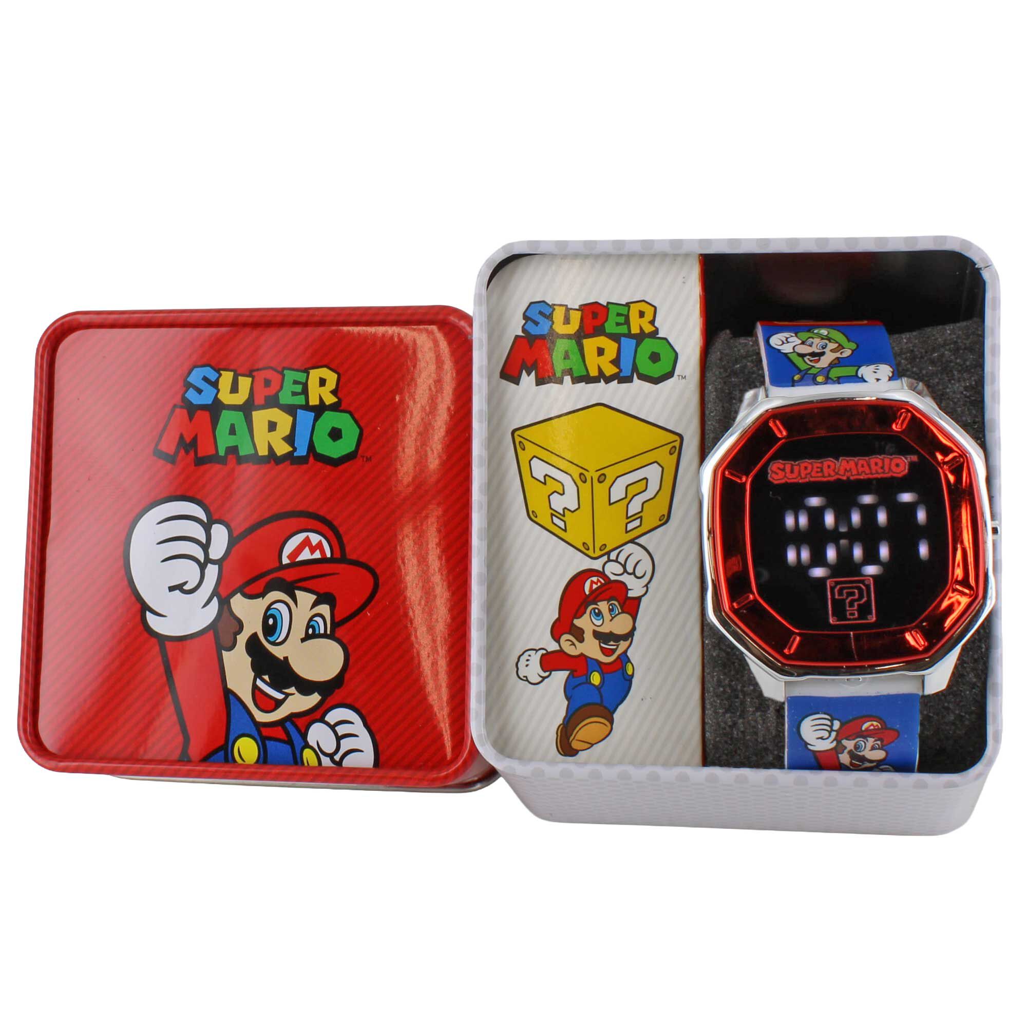 Super Mario Digital Watch Front View WIth Tin