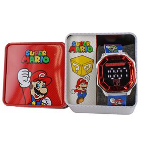 Super Mario Digital Watch Front View WIth Tin