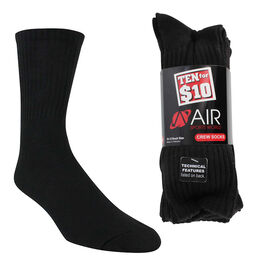 Men's Air Sports World Crew 10 For $10 Men's Air Sports World Crew 10 For $10, Black, hi-res