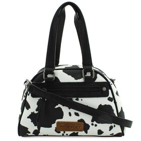 Handbags Wrangler Cow-Print Satchel Front View