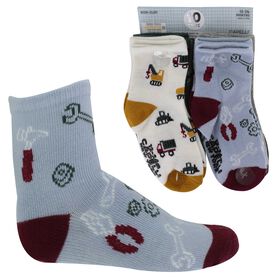 Infants' Socks Infants' Capelli Construction Non-Slip 10 For $10 Side View With Package