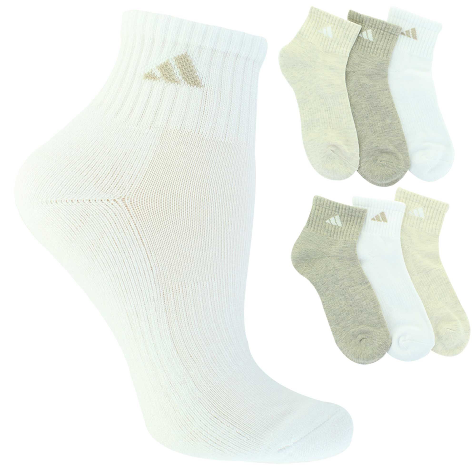Women's adidas Cushioned Quarter 6-Pair Pack Side View With Package