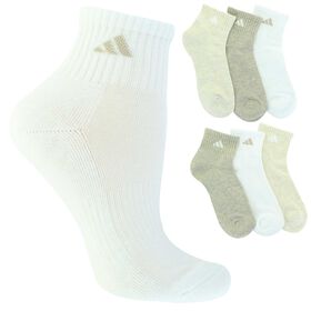 Socks Women's adidas Cushioned Quarter 6-Pair Pack Side View With Package