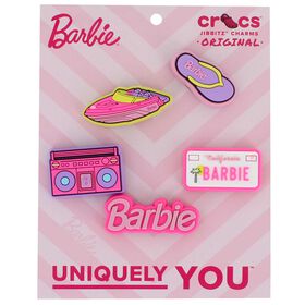 Pink Shoes & Accessories Crocs Jibbitz Barbie 5-Pack Front Package View