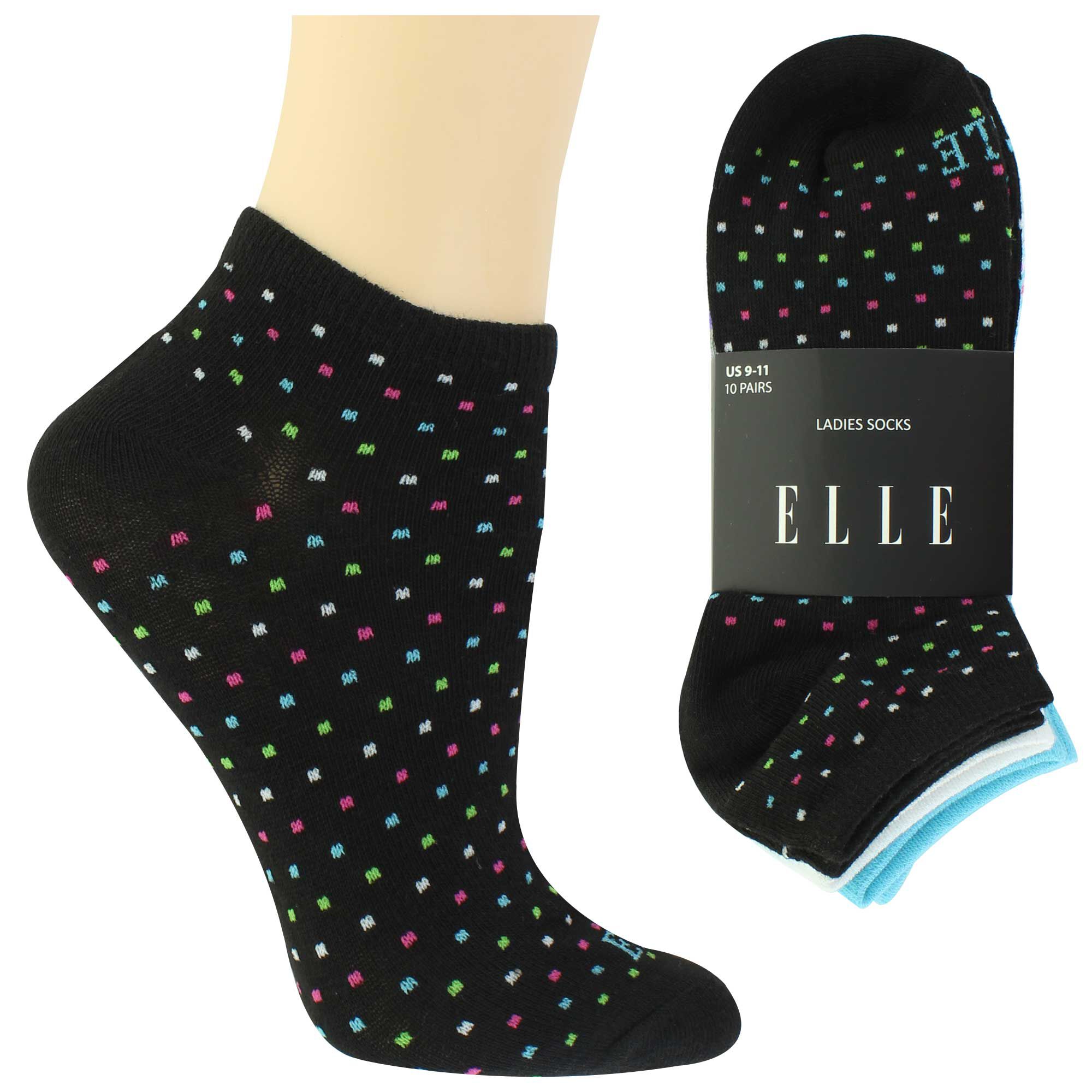 Women's Elle Polka-Dot No-Show 10 For $10 Side View With Package