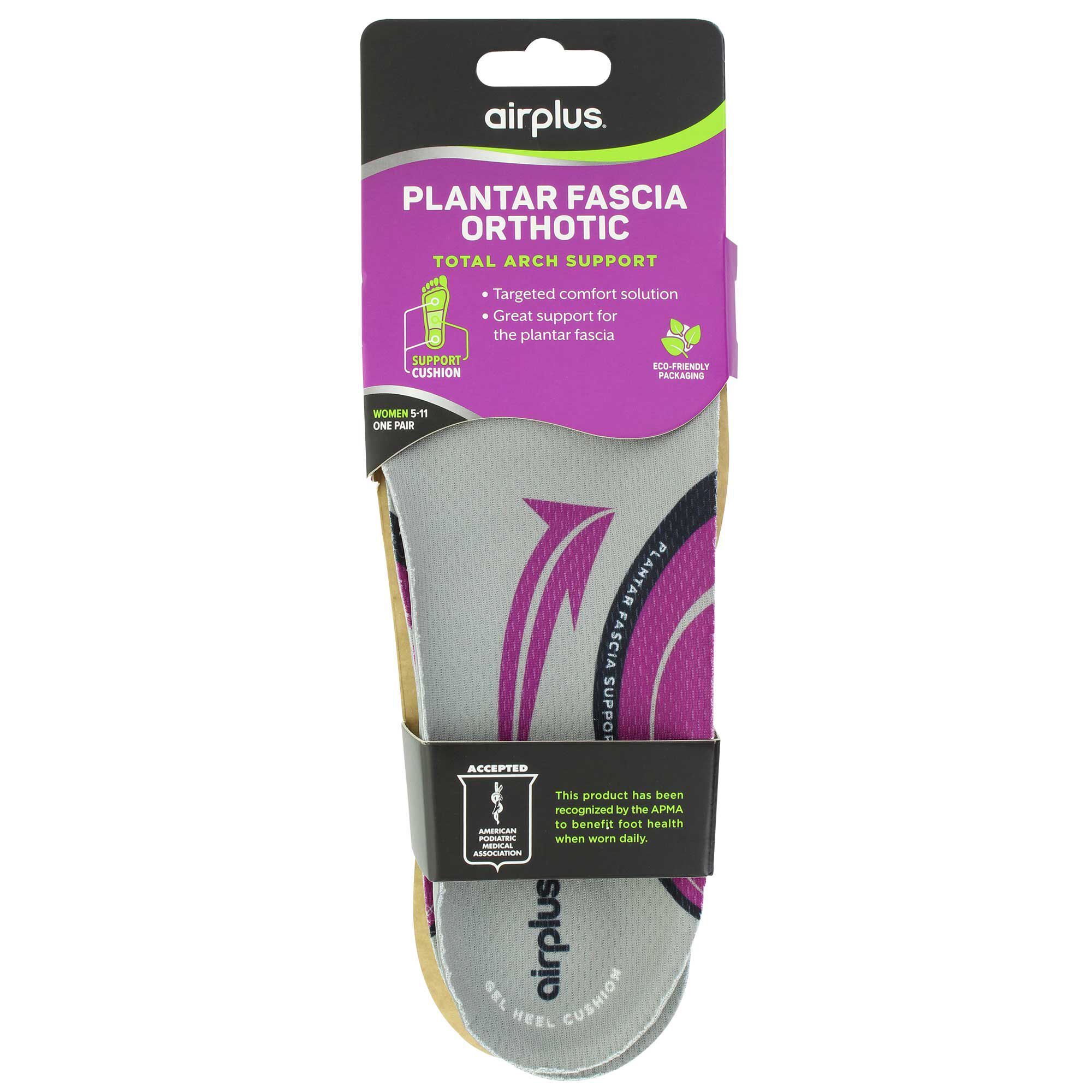 Women's airplus Plantar Fascia Orthotic Insoles Front Package View