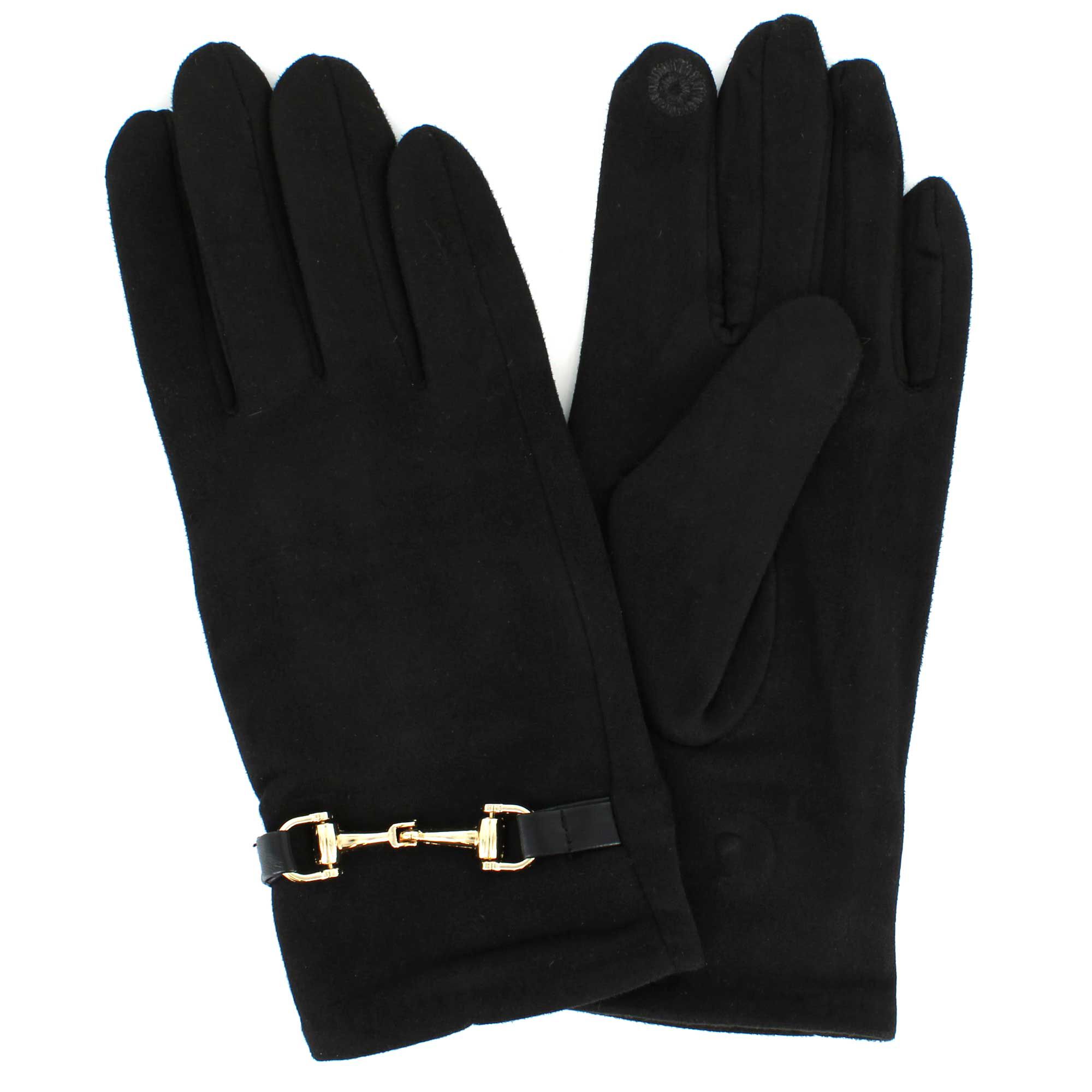 Women's Couture Gems Bridal Bit Tech Touch Gloves Outside And Inside View