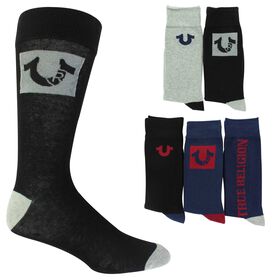 Socks Men's True Religion Crew 5-Pair Pack Side View With Package