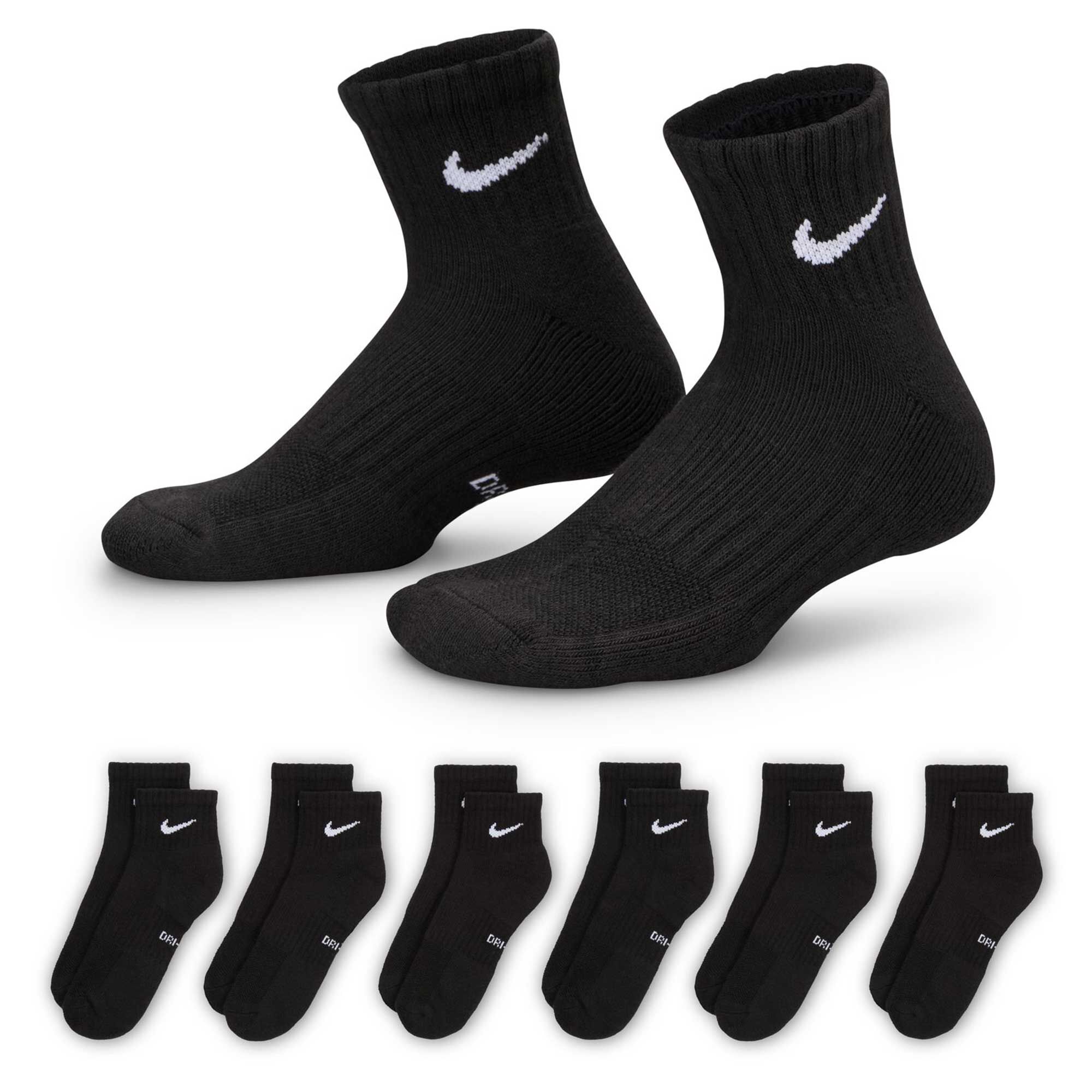 Kids' Nike Everyday Cushioned Ankle 6-Pair Pack Side View With Package