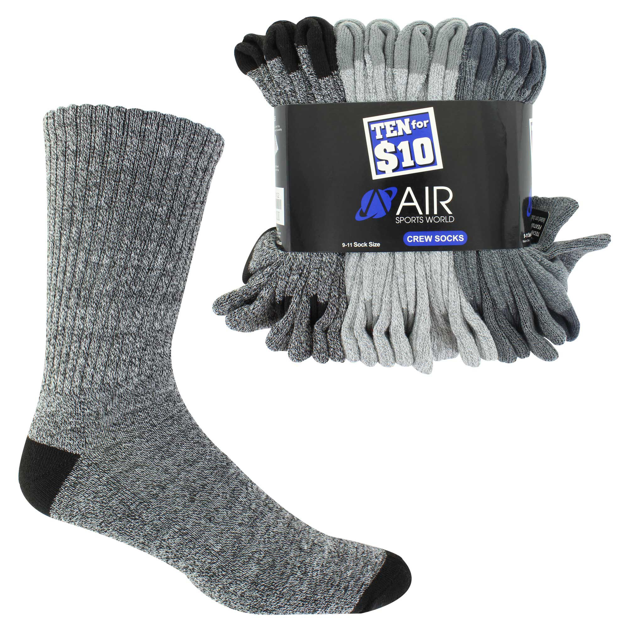 Boys' Air Sports World Crew 10 For $10 Side View And Pack