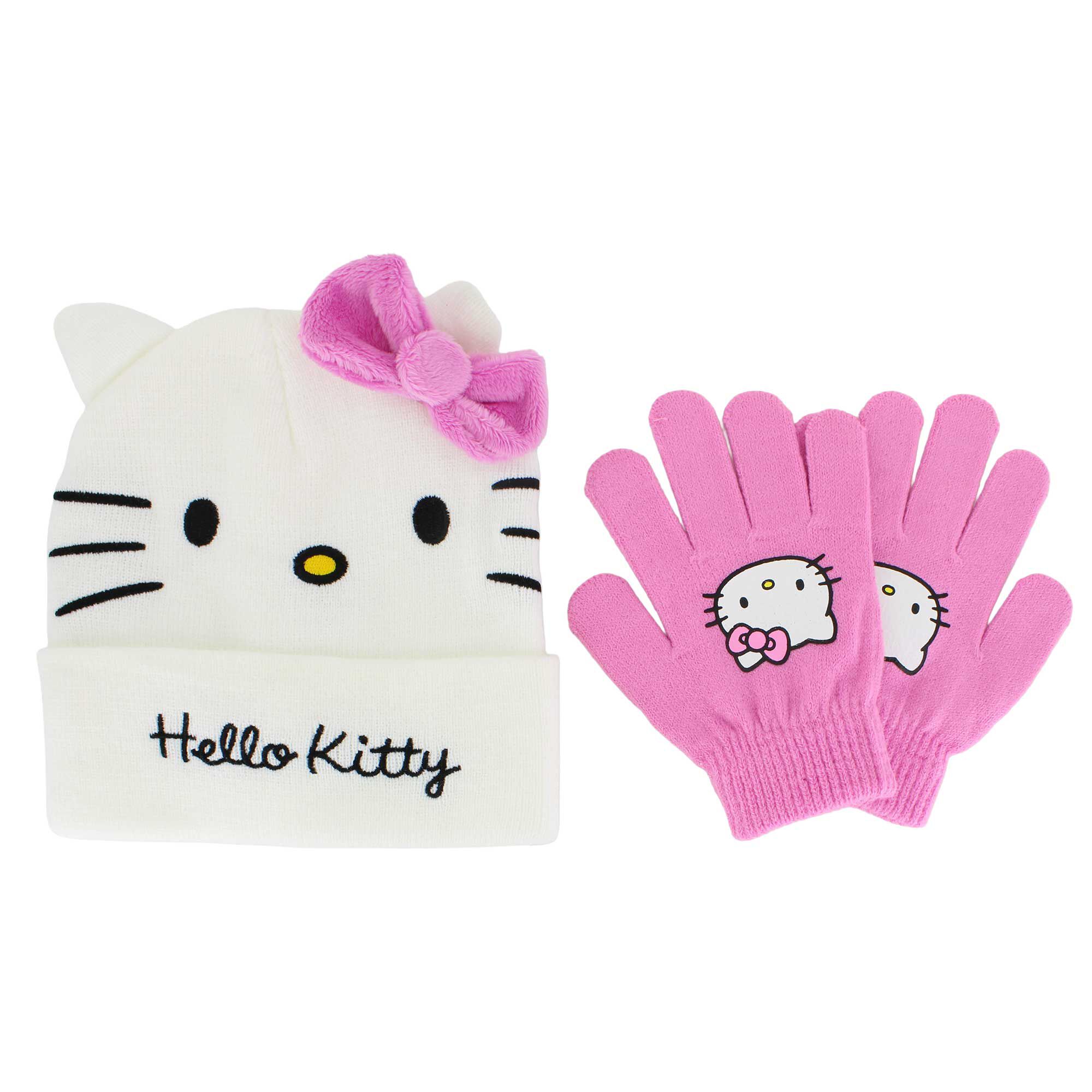 Kids' Hello Kitty Knit Hat & Glove Set Front Set View