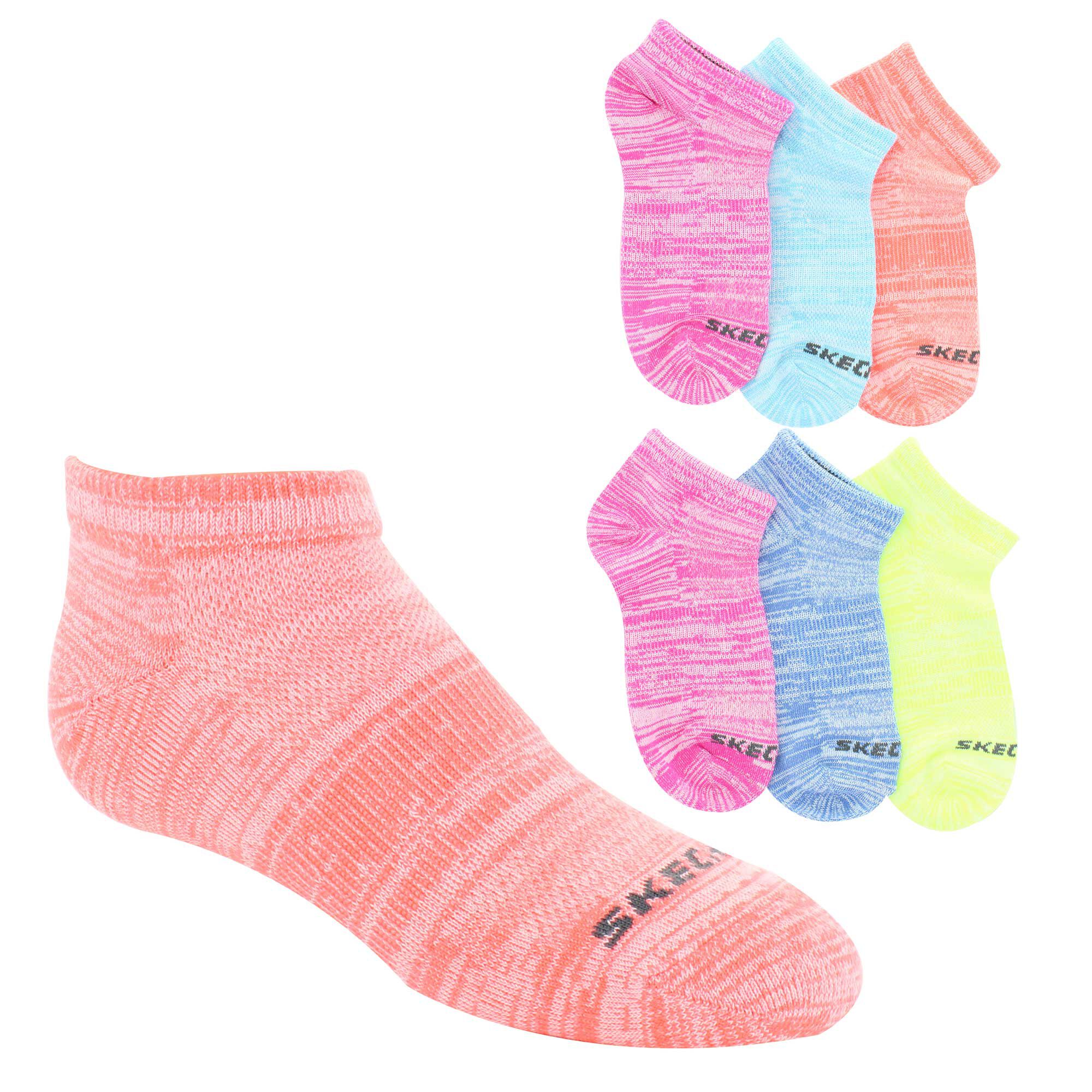 Girls' Skechers Soft Low-Cut 6-Pair Pack Side View And Assortment