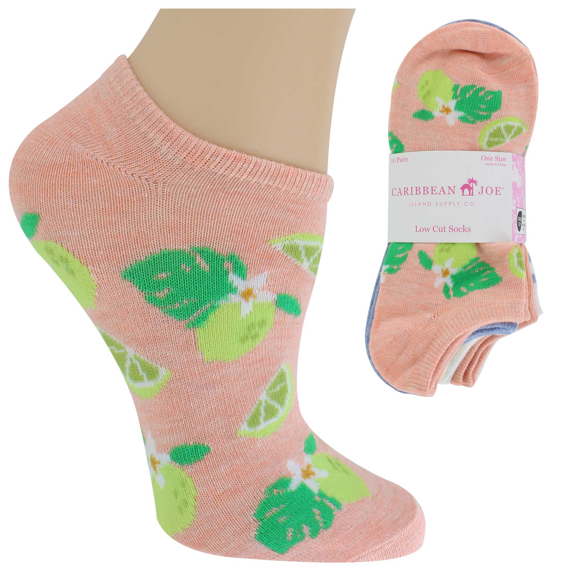 Women's Caribbean Joe Citrus Low-Cut 10 For $10 Side View With Package