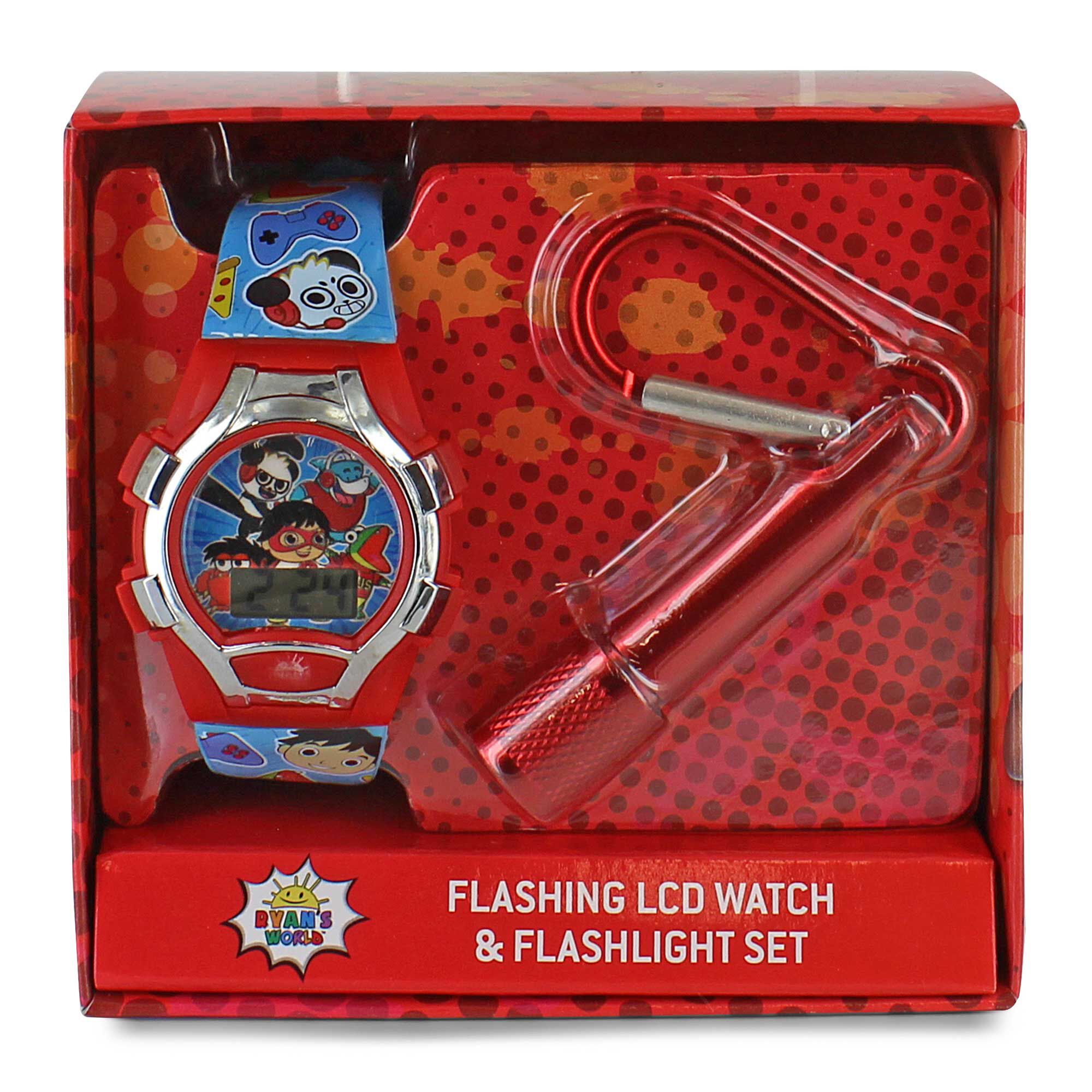 Ryan's World Flashing LCD Watch And Flashlight Set Front Set View