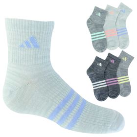 Girls' Socks Girls' adidas SUPERLITE Quarter 6-Pair Pack Side View With Package