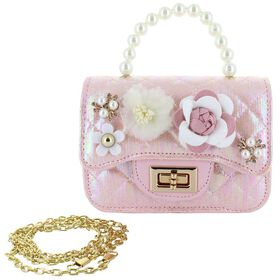  Willow & Ruby Pink Metallic With Flowers Mini Bag Front View