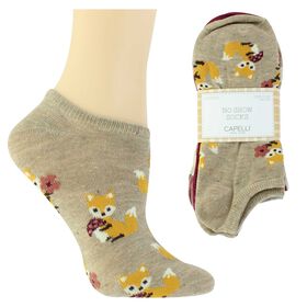 Socks Women's Fox-Print No-Show Socks 10 For $10 Side View With Package